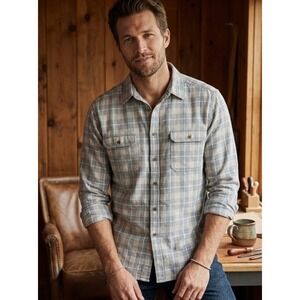Plaid Flannel Goodfellow & Co Grey Cotton Button Down Size XL Extra Large